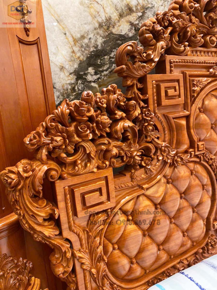 giường ngủ cổ điển gỗ gõ đỏ G54